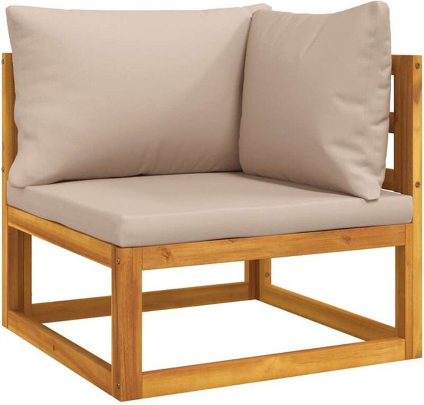 Vidaxl Ecksofa aus Massivholz Akazie mit wendbaren Kissen in Taupe Meliert, Modernes Modulares Sofa aus Stoff - Bild 1