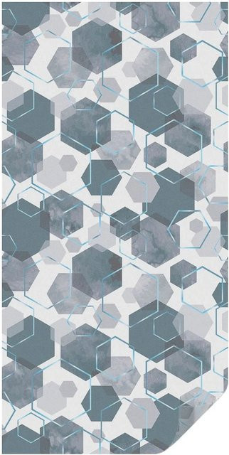 Tulup Buntglasfolie Geometrische Sechsecke in Marine Bunt mit Blickdicht-Effekt, Breite: 50 cm, Höhe: 100 cm - Bild 1