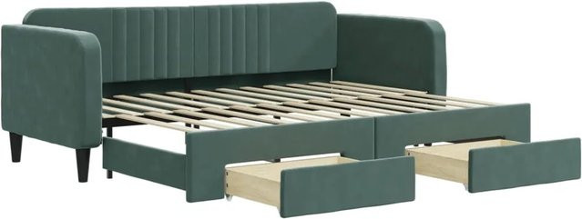 vidaXL Tagesbett ausziehbar mit Schubladen in Dunkelgrün aus Samt B/T/H: 80 x 200 x 75 cm - Bild 1