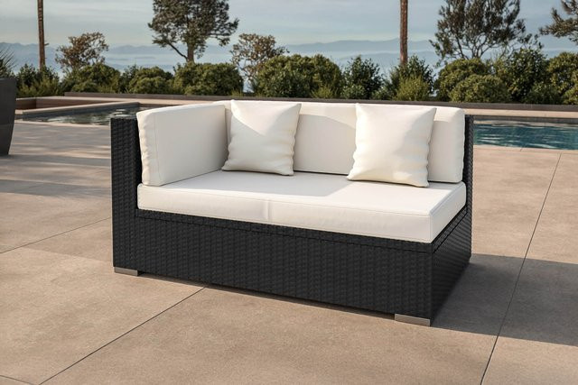 OUTFLEXX 2-Sitzer Ecksofa aus Polyrattan mit wasserfester Kissenbox, Farbe: Creme/Weiß/Schwarz, B/T/H: 145 x 85 x 70 cm - Bild 1