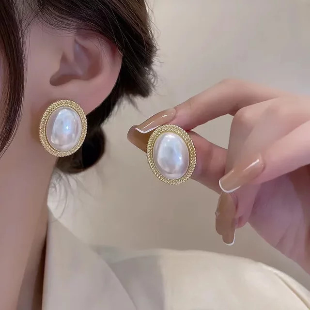 DAIZHEMEI Ohrring, Perle, Gold, Damen - Bild 1