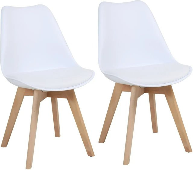 Svita Mats 2er Set Esszimmerstühle und Küchenstühle aus Holz und Kunstleder in Weiß - Bild 1