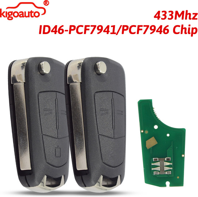 KIGOAUTO Fernbedienungsschlüssel 2/3 Tasten 433MHz HU100 PCF7941/7946 ID46 Chip für Opel Vauxhall Vectra C Signum Corsa D Meriva 2005-2013 Schwarz - Bild 1