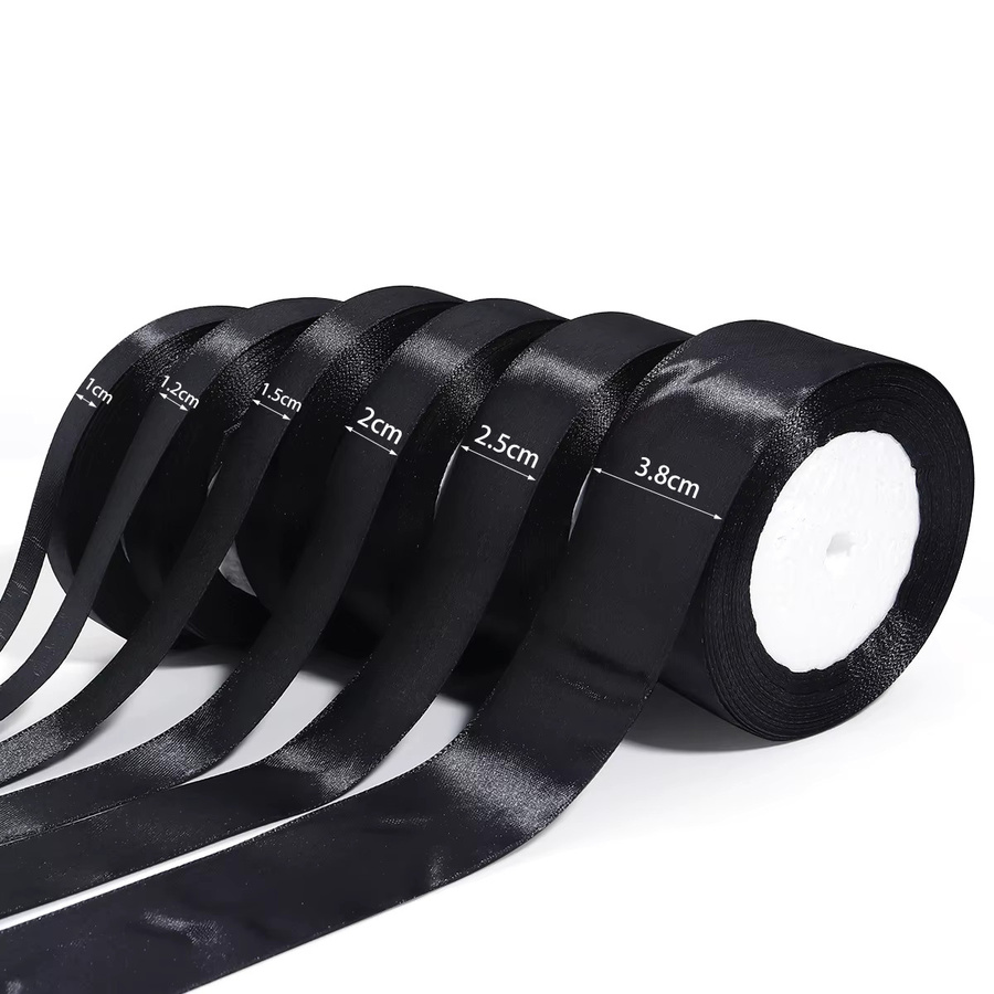 Schwarzes Satin Band für DIY Dekoration, Hochzeit und Geschenke, 25 Yards Länge - Bild 2