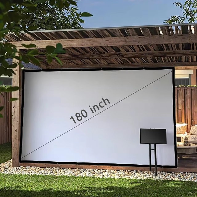 AUN Projektionsleinwand 180 Zoll im Format 16:9 in Weiß für Heimkino 1080P und 4K - Bild 1
