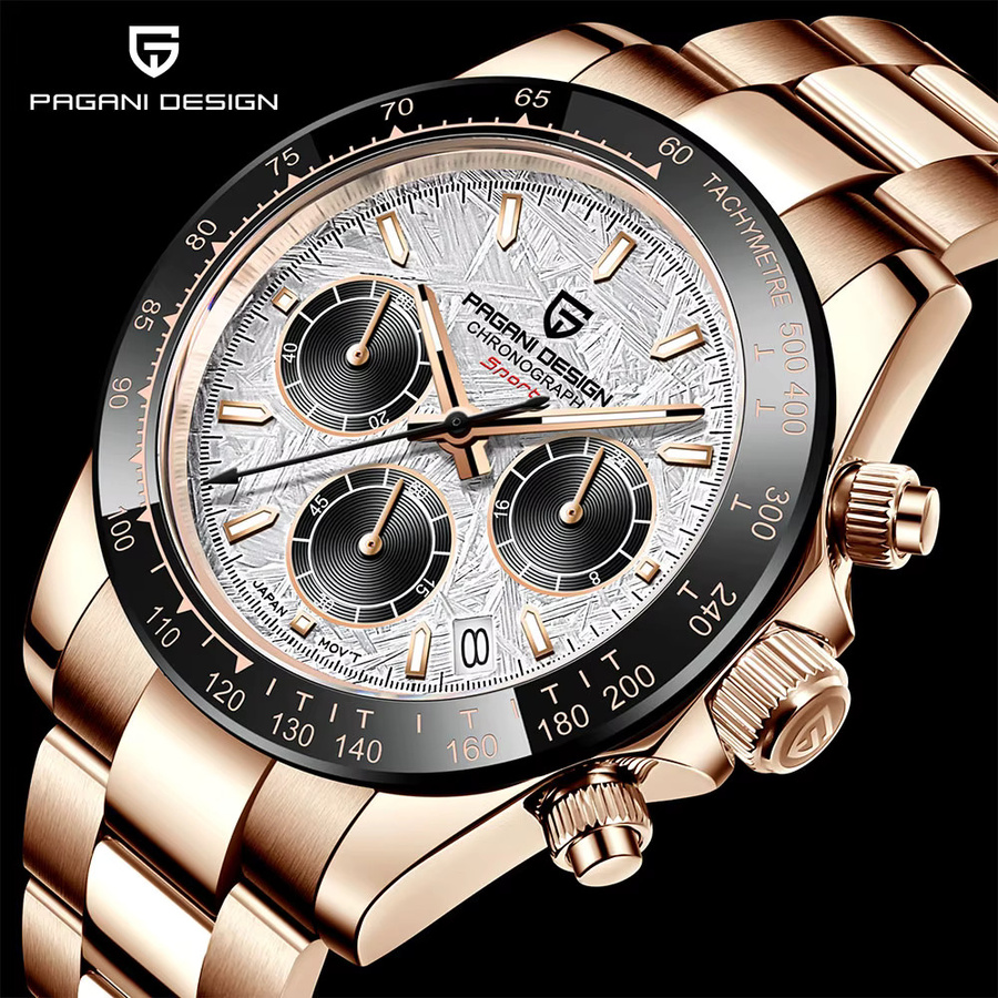 Pagani Design Chronograph, Quarz, Edelstahl, 40 mm, Schwarz, Herren - Bild 2