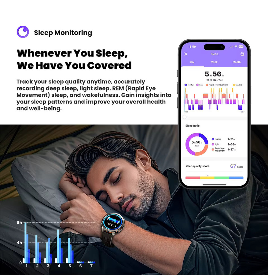 Uhoofit Smartwatch, 1,73 Zoll, Silber, Silikon, Unisex - Bild 4