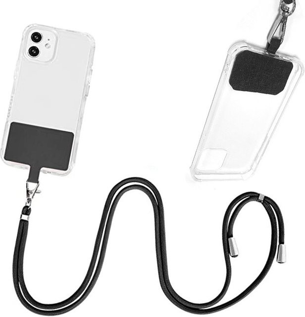 Telefon-Lanyard-Gurt in Schwarz als Umhängeschnur und Handy-Kette für deine Handy-Hülle (Unisex) - Bild 1