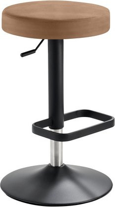 Mayer Sitzmöbel Barhocker Tresenhocker Tellersitz höhenverstellbar aus Mikrofaser in Lederoptik, Farbe Hellbraun, Gestell Schwarz, B/T/H: 44 x 44 x 55 cm - Bild 1