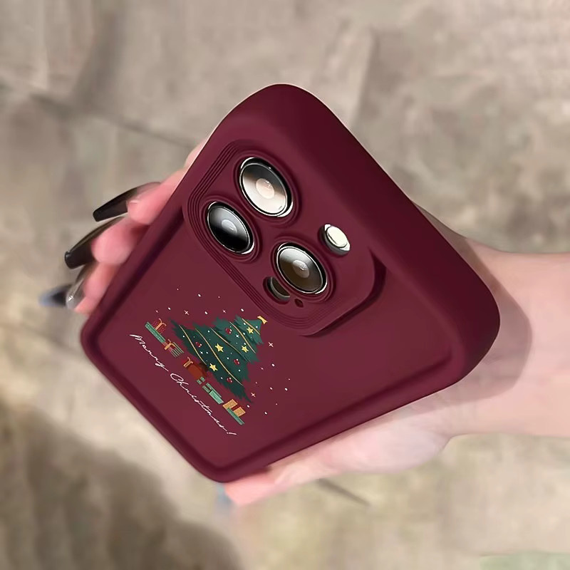 Apple iPhone Handyhülle aus TPU mit Weihnachtsbaum- und Weihnachtsgeschenkmuster in Rot, Anti-Drop-Schutz für iPhone 17 Air Pro Max, 16, 15, 14, 13, 12, 11 Pro Max, Xs, Xr, X, 7, 8 Plus und SE-Serie - Bild 3