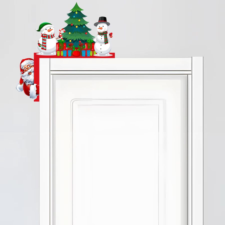 APWIKOGER Weihnachts-Türrahmen-Dekoration aus Holz mit Weihnachtsmann für Weihnachten und Neujahr 2026 - Bild 2