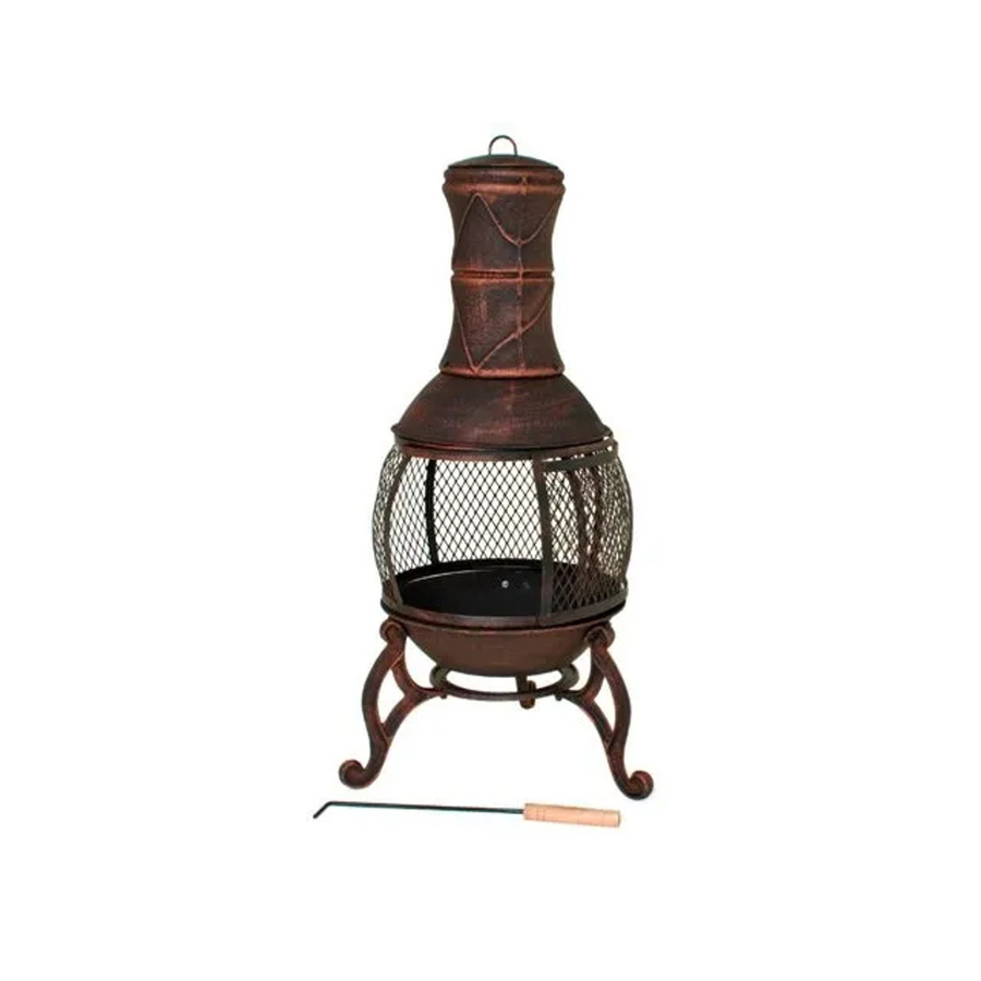 DELUKE Terrassenofen NIL aus Gusseisen in Dunkelbraun, Feuerstelle für Garten und Terrasse mit Grillrost, B/T/H: 90 x 50 x 50 cm - Bild 2