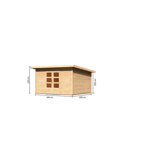 KARIBU Gartenhaus Northeim 4 aus Holz in Beige, B/H/T: 369 x 229,5 x 309 cm - Bild 3