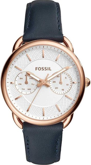 Fossil Armbanduhr, Quarz, Edelstahl, Leder, Weiß, Damen - Bild 1