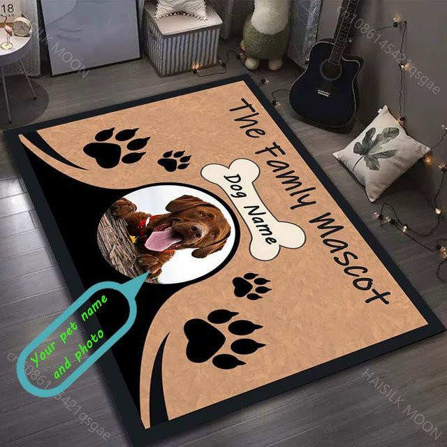 Personalisierter Teppich mit Haustierfoto von UQIDEHOME, moderner geometrischer Design-Fußmatte aus Polyester, Mehrfarbig, Breite: 50 cm, Tiefe: 80 cm - Bild 1