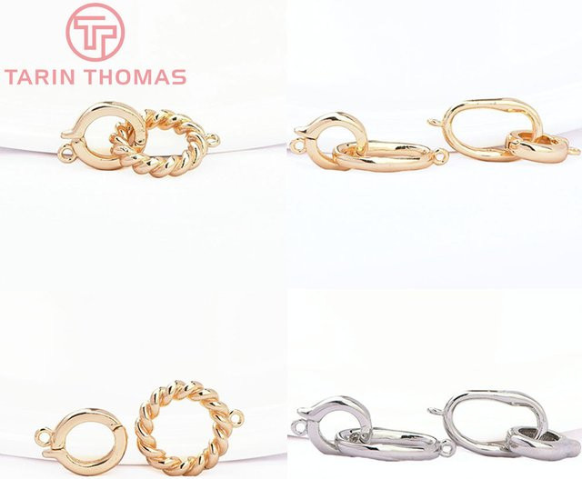 TARIN THOMAS Halskette, Armband, Stecker, Verschlüsse, Messing, Gold Farbe, Unisex - Bild 1