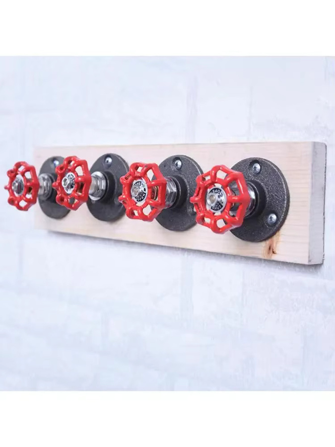 ANENG Vintage Wandhaken im Industriestil aus Metall, rote Kleiderhalterung im Wasserrohr-Design für Bademantel, Handtuch oder Schal - Bild 5
