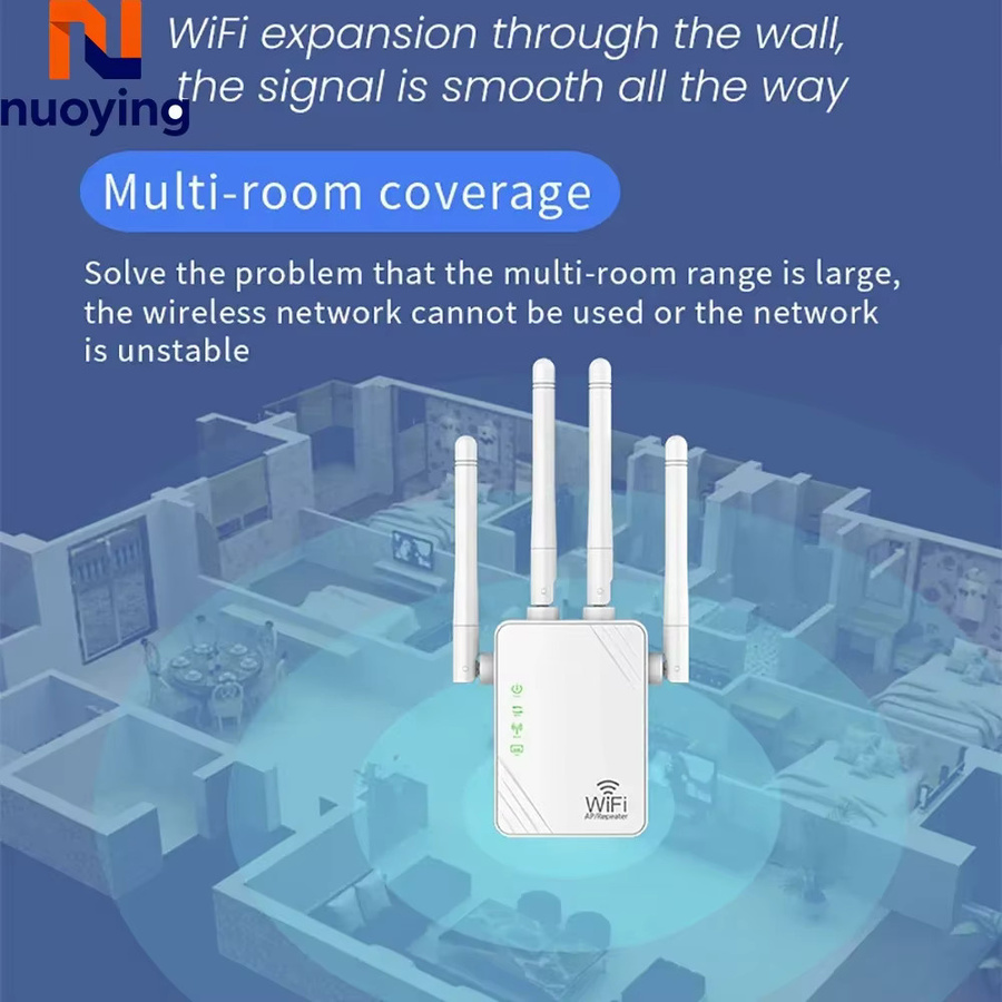 NUOYING Dual-Band WLAN-Verstärker 1200Mbps 5G Drahtlosrepeater in Weiß - Bild 2