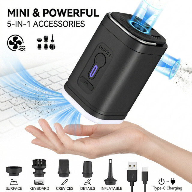 XMSJ Mini Elektrische Luftpumpe mit 2400mAh Akku, USB-aufladbar, Farbe: Grün, zum Aufblasen und Ablassen von Luft für Schwimmreifen, Luftbetten und Vakuum-Aufbewahrungsbeutel - Bild 1