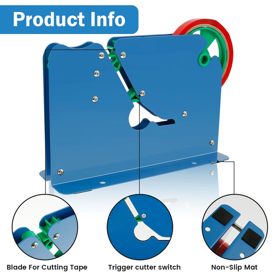 Metallband-Beutelversiegelungsgerät mit Trimmer und Bandspender in Blau für Plastiktüten und Lebensmittelverpackungen - Bild 3