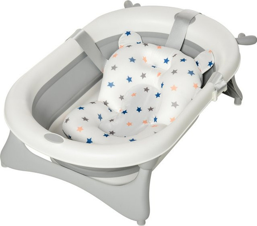 HOMCOM Babybadewanne faltbar mit Badematte und Temperaturanzeige, Grün-Weiß-Grau, B: 81,5 cm, T: 50,5 cm, H: 23,5 cm