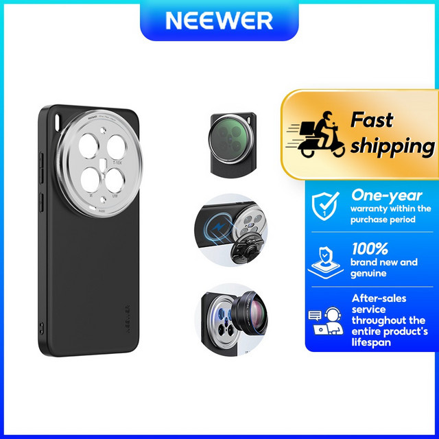 NEEWER Schutzhülle für VIVO X300 ULTRA und VIVO X300 PRO, TPU und PC Lederhülle mit 17mm Objektivhalterung und 67mm Filteradapter, Schwarz - Bild 1