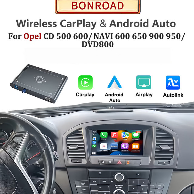 Bonroad Kabelloses CarPlay und Android Auto Interface für Opel Insignia Astra J Vectra Meriva B Zafira C Corsa in Schwarz mit Wi-Fi und Bluetooth - Bild 1
