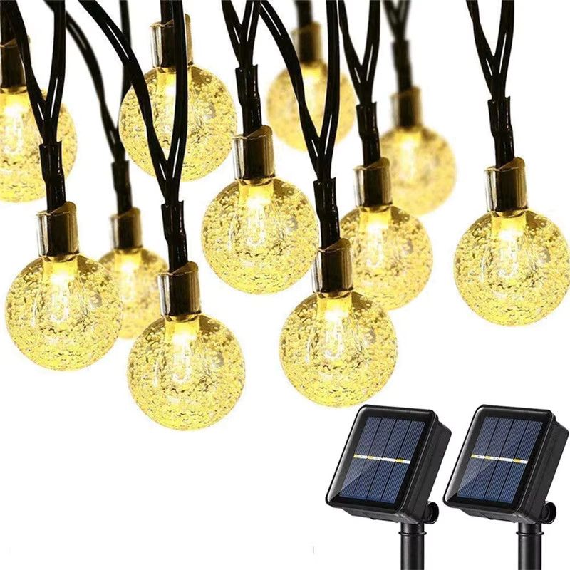 Solar-Lichterkette mit 60 LED-Kristallkugeln für den Außenbereich, wasserdicht und solarbetrieben mit 8 Modi für Garten, Terrasse und Party - Bild 7