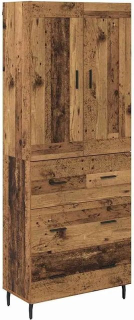 vidaXL Highboard 2-teilig in Altholz-Optik mit Glasfront und Schubladen, Braun, B/T/H: 180 x 34 x 69,5 cm - Bild 1