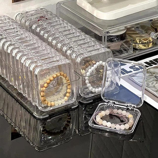 Yidensy Schmuck-Organizer-Boxen aus Kunststoff, 10 Stück, transparent, staubdichte Aufbewahrungsboxen für Armbänder, Ohrringe und Anhänger - Bild 1