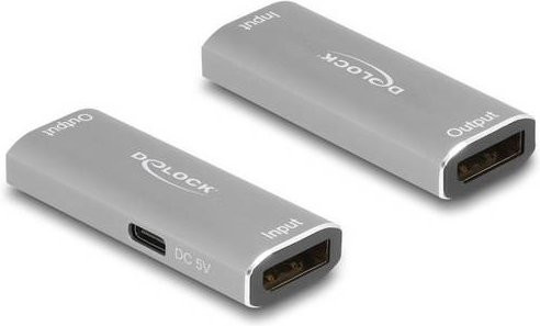 Delock DisplayPort Signalverstärker Repeater 20-polig in Schwarz/Silber für bis zu 20 m Reichweite 11504 - Bild 1