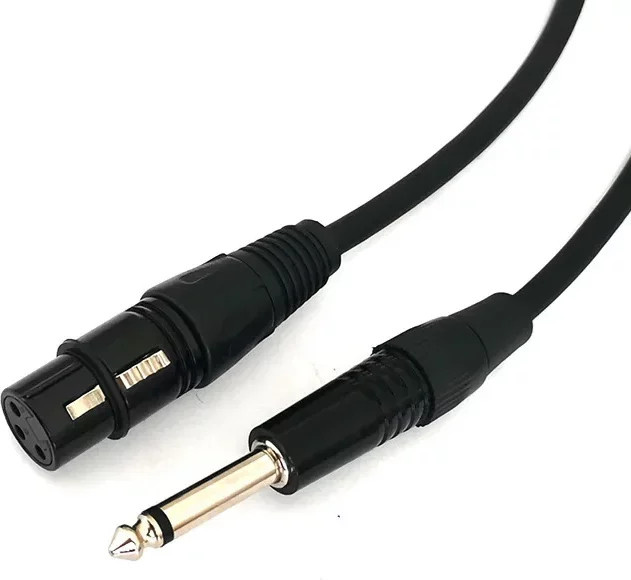BSN Audiokabel Schwarz 6,35 mm TRS Stecker auf 3-Pin XLR Buchse und 3,5 mm Klinke für Mikrofon, Lautsprecher und Mixer - Bild 1