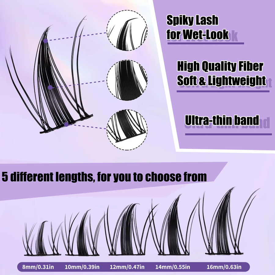 ORREUI Fairy Lash Cluster-Set, 120 Stück, 8-16mm, Wispy Manga Wimpern - Bild 3