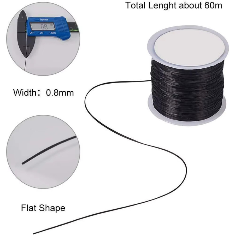Schwarze Polyester-Schnur 0,8 mm für Schmuckherstellung und DIY-Bastelarbeiten - Bild 2