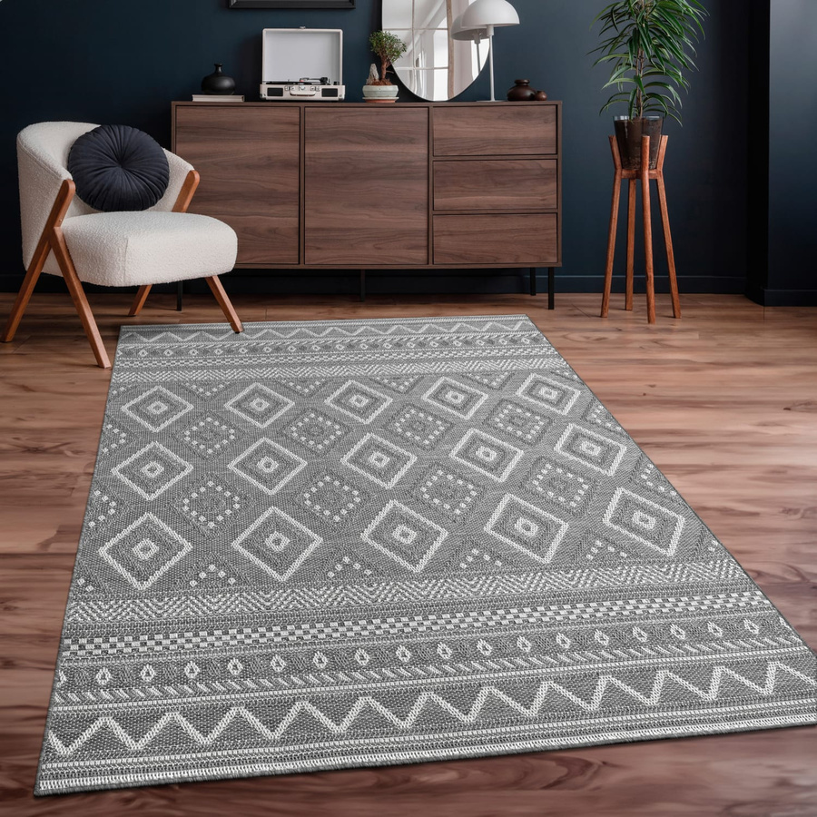 In- & Outdoor-Teppich Verona grau in Boho-Design aus Synthetikfasern, B x T: 200 x 280 cm - Bild 2
