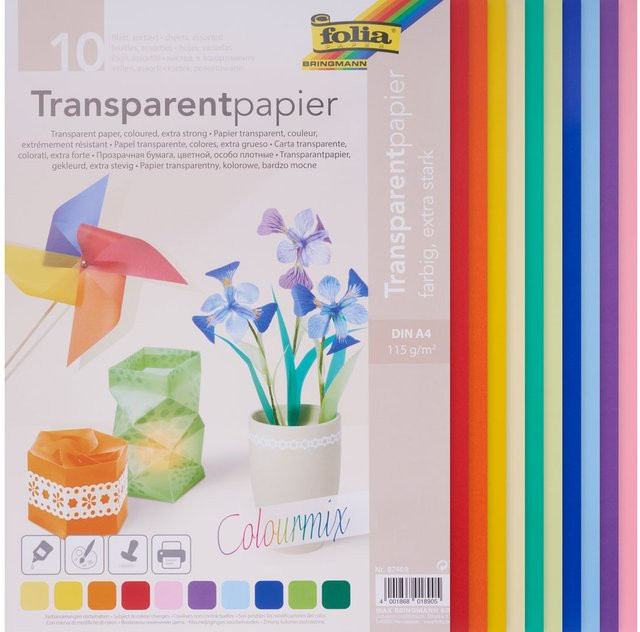 Buntes Transparentpapier in A4, 10 Blatt - Bild 1