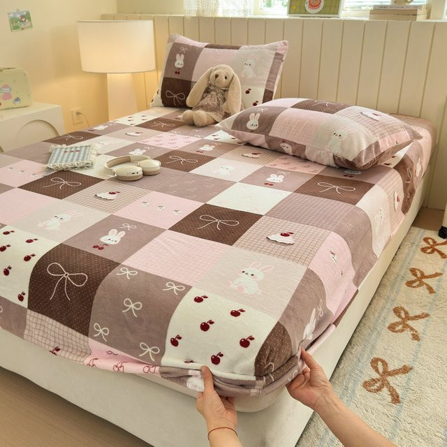 Warmes Flanell-Fleece-Spannbettlaken von Natura Menn mit Cartoon-Tier-Design, Mehrfarbig, Breite: 90 cm, Tiefe: 200 cm - Bild 1