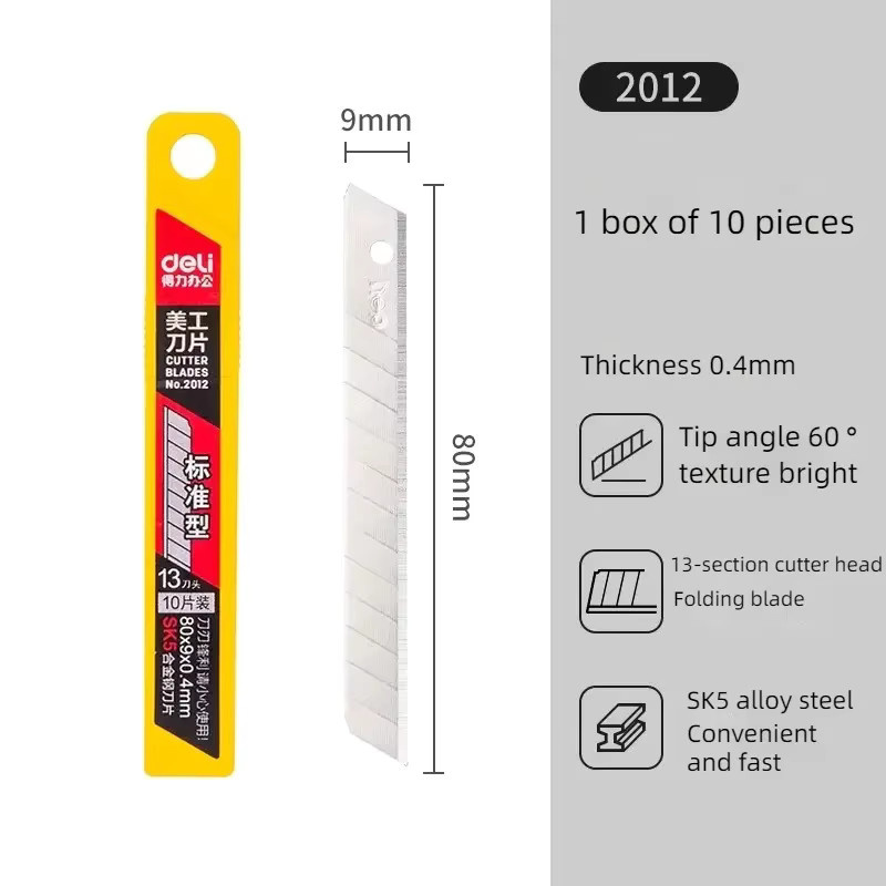 Deli Ersatzmesserklingen aus SK5 Carbonstahl für 18mm Utility-Messer, Silber, 50 Stück - Bild 3