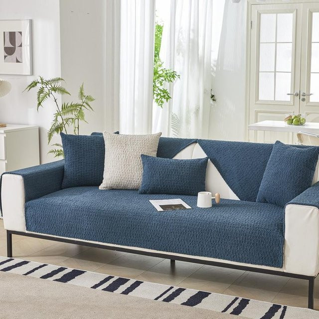 Super Six Sofakissen aus Samt und Kurzplüsch in Blau, quadratisch, B/T/H: 60 x 60 x 60 cm - Bild 1