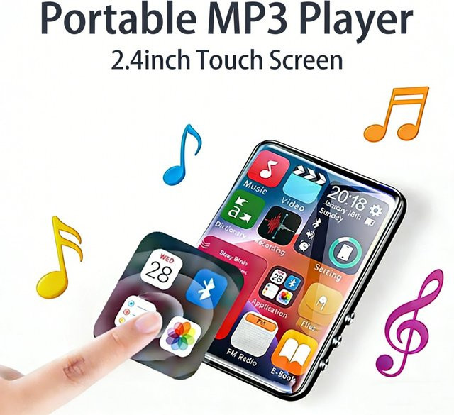 Tragbarer MP3-Player von Occkic in Schwarz mit 2,4-Zoll-Touchscreen, Bluetooth 5.2, FM-Radio und Videorecorder, unterstützt bis zu 128 GB für eBooks und Musik - Bild 1