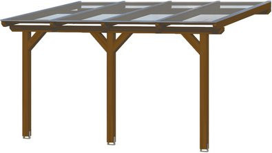 Skan Holz Terrassenüberdachung Bormio aus Leimholz in Nussbaum Braun, Breite: 434 cm, Tiefe: 250 cm - Bild 3