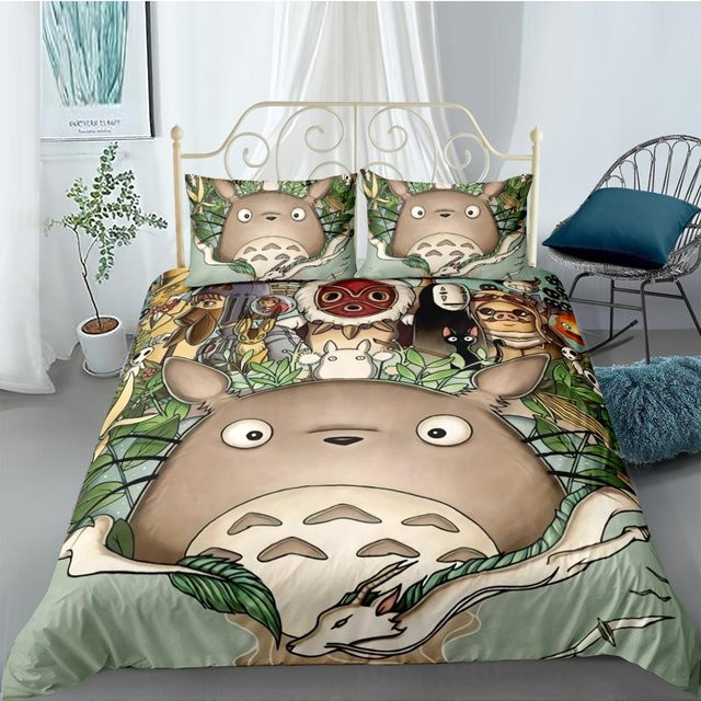 Bettwäsche Set Chihiros Reise ins Zauberland und Totoro mit Bettbezug und Kissenbezug, Mehrfarbig, B/H: 135 x 200 cm - Bild 1