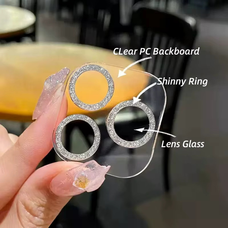 Glitzernder Kamera-Objektivschutz aus gehärtetem Glas für Apple iPhone 17 Pro Max und iPhone 17 air in Silber - Bild 2
