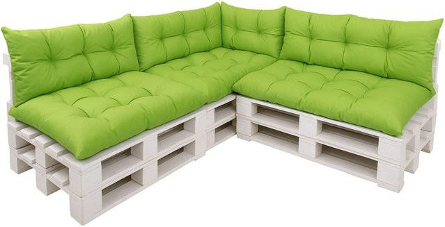 Setgarden Style 7er-Set Palettensofa Kissen Outdoor in Lemon, Waschbare Bezüge, Sitzkissen Breite: 120 cm, Tiefe: 60 cm und Rückenkissen Breite: 120 cm, Tiefe: 40 cm - Bild 1
