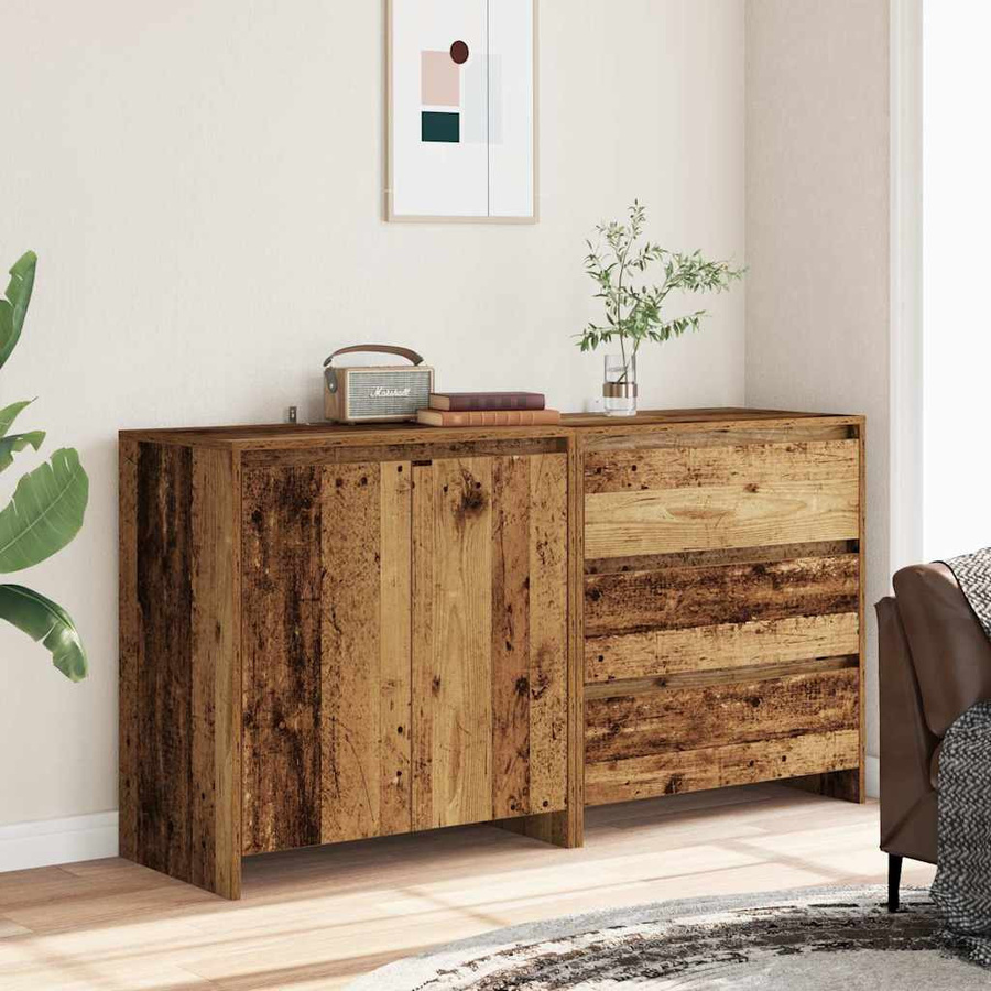 vidaXL 2-teiliges Sideboard in Altholz-Optik aus Holzwerkstoff, Braun, B/T/H: 60 x 30 x 75 cm - Bild 4