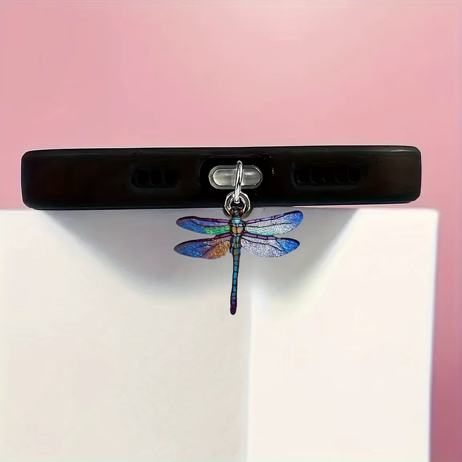 Transparenter Acryl-Staubschutzstecker mit 2D Dragonfly Design für iPhone und USB-C Android Smartphones - Bild 2