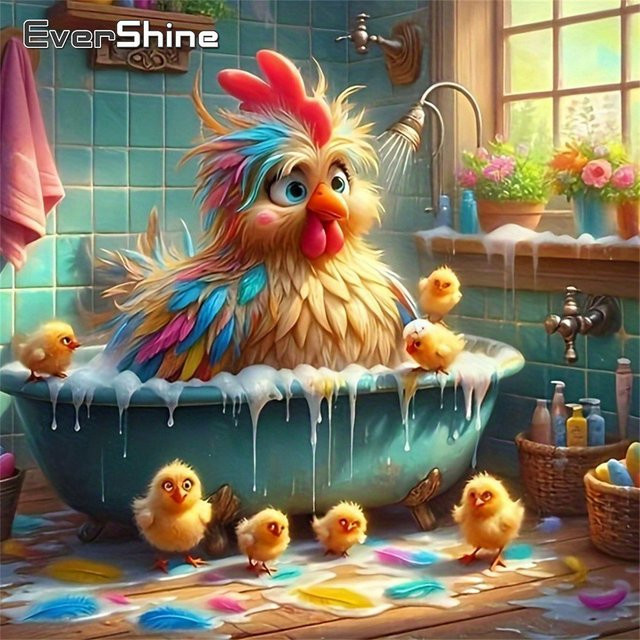 Evershine 5D DIY Kreuzstich Set Huhn Bild in Multicolor, B/H: 30 x 30 cm - Bild 1