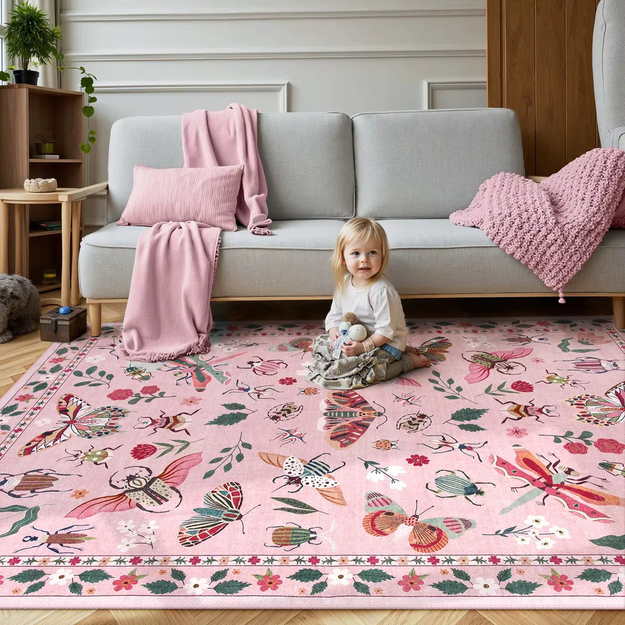 Vionnet Moderner Waschbarer Teppich in Rosa mit Floralem Design für Indoor und Outdoor, B/T/H: 60 x 40 x 40 cm - Bild 3