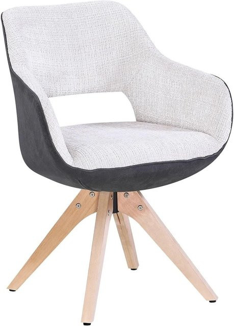 Mömax Armlehnstuhl Relax in Beige und Dunkelgrau mit Buchefarbenem Holzgestell und 360-Grad-Drehfunktion - Bild 1