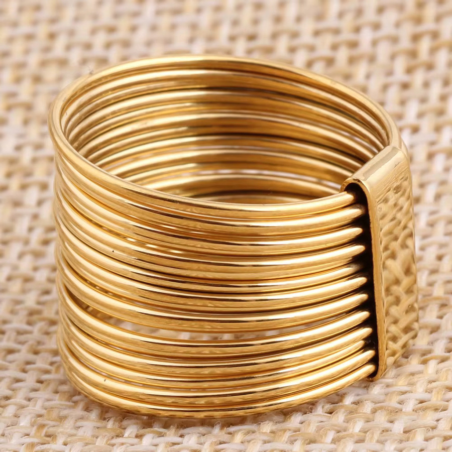 VQYSKO Ring, Edelstahl, Gold, Unisex, Hochzeit - Bild 2